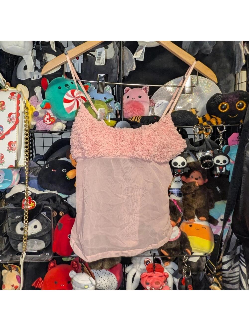 LA SENZA Pink Sheer Mesh Camisole Y2K Fairy Top
